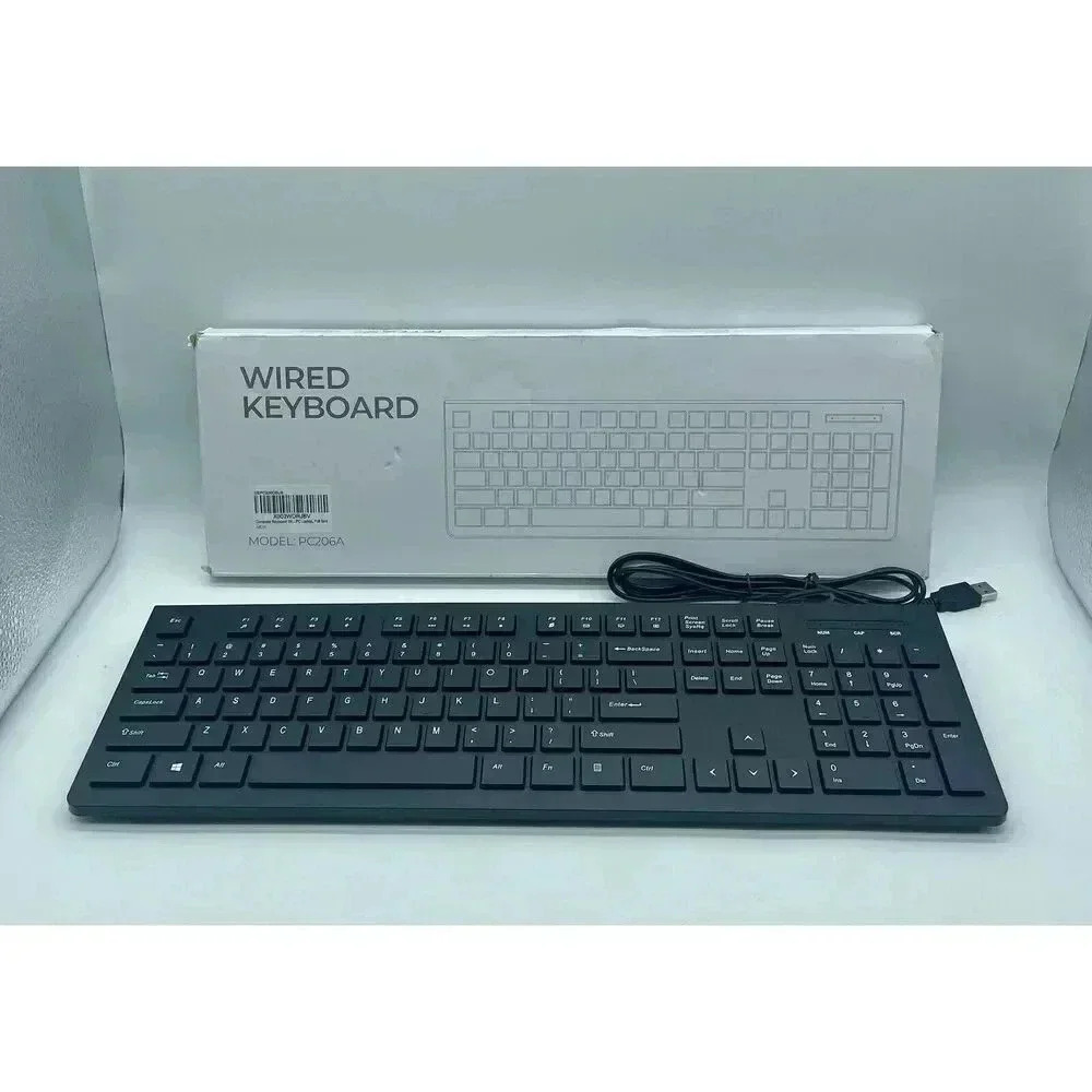Computer Keyboard Wired Plug Play USB Keyboard‎ Low Profile Chiclet Keys Large